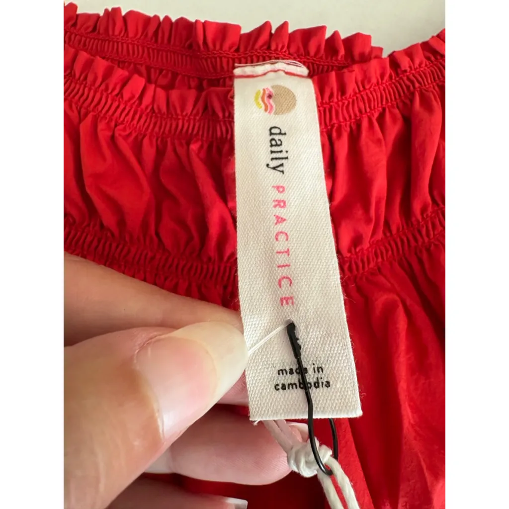 Daily Practice by Anthropologie Keeseville Sleeveless Smocked Dress small Red - Image 10