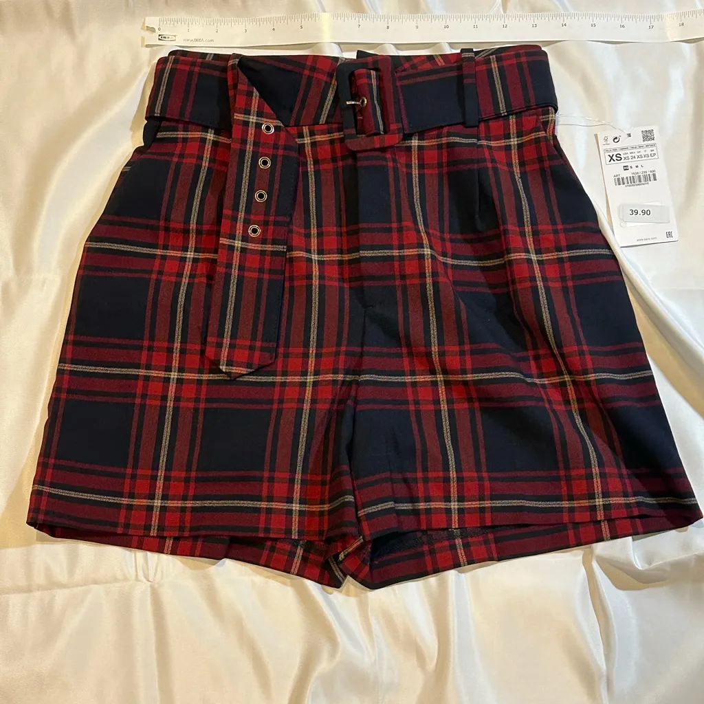 ZARA plaid red checks shorts - Image 4