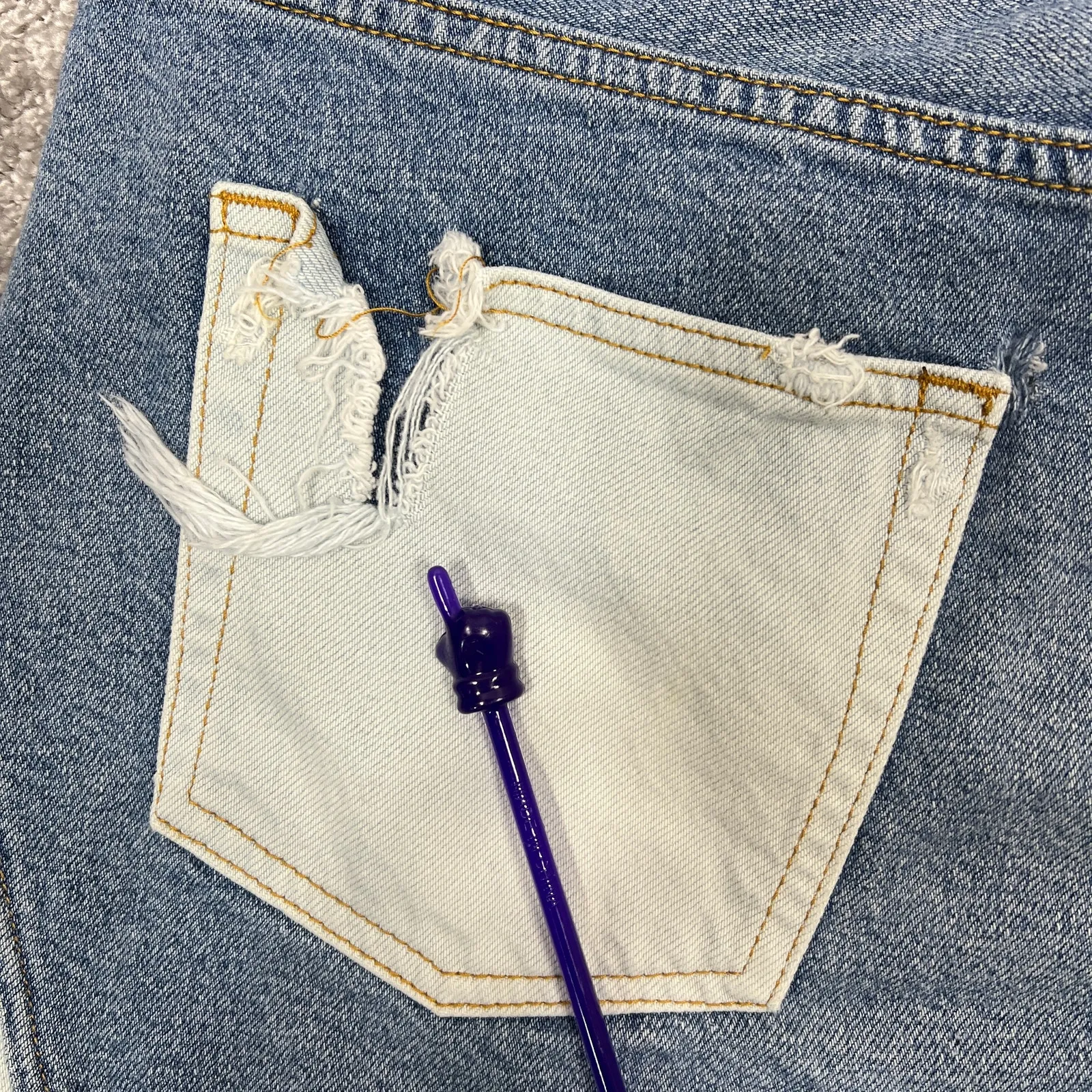 We The Free People Micro Mini Jean Skirt 30" Patchwork Denim DISTRESSED Thrashed - Image 6