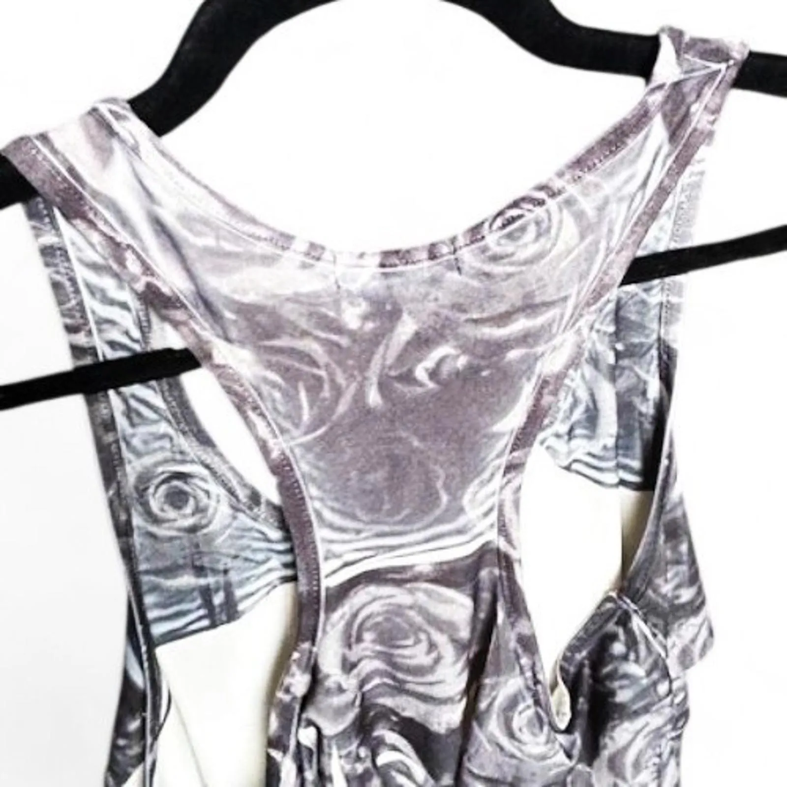 XXI Forever Ruffle Layer Racerback Tank Top Large Floral Soft Grunge Whimsy Goth - Image 5