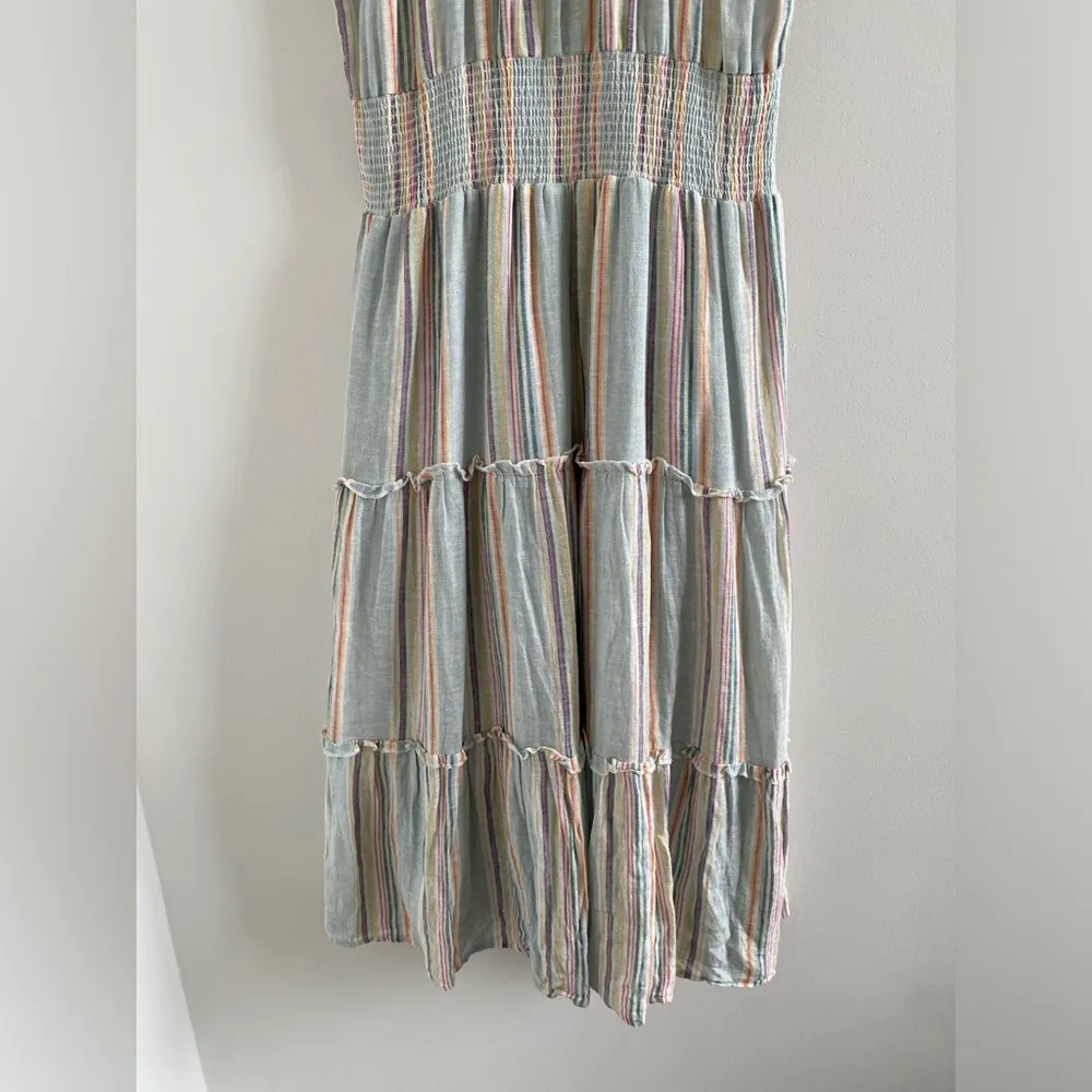 Rails Amellia Sag Harbour Stripe Linen Blend Tiered Midi Dress Size XS - Image 7