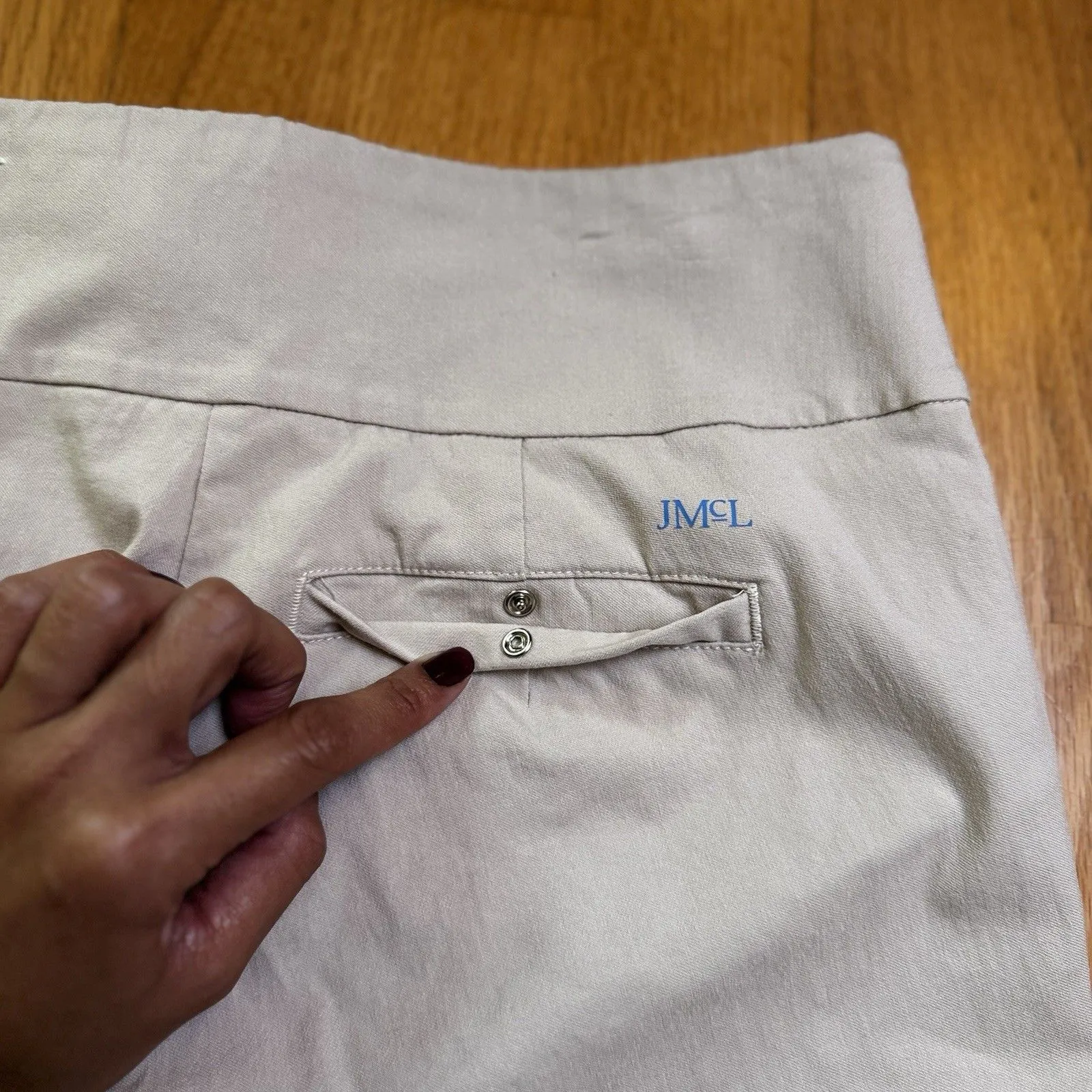 J. McLaughlin Women's Pull On Ankle Pants Split Sides Beige Sz 4 Preppy Classic - Image 16