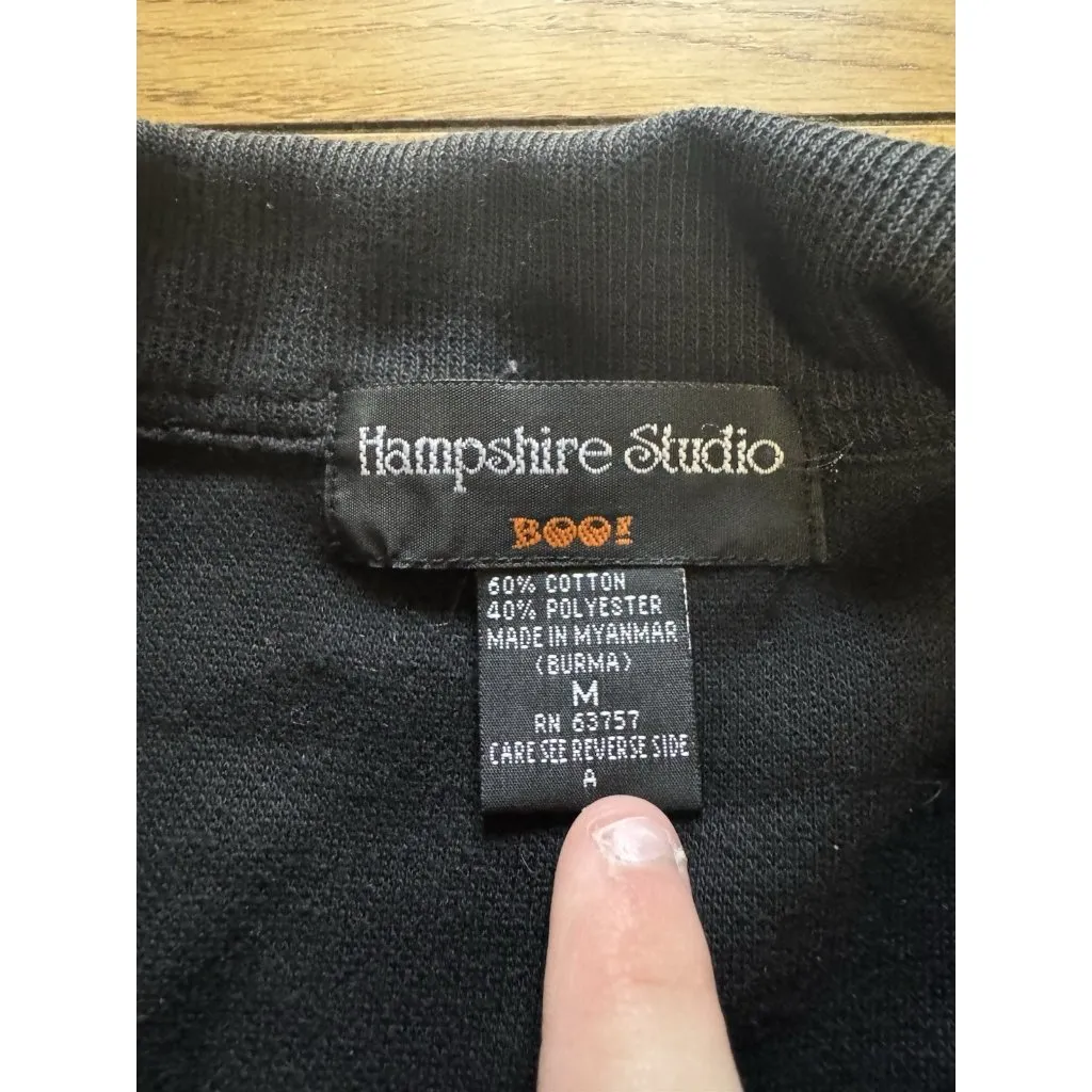 Hampshire Studio Halloween Embroidered Sweater Button Up Size Medium Fall Spooky Black - Image 10