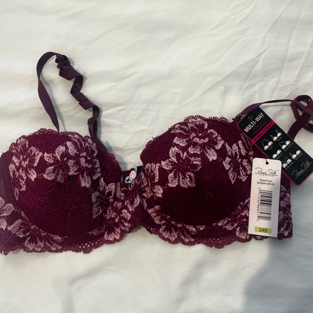 Avenue Burgundy Lace Convertible Bra Purple Size undefined - Image 2