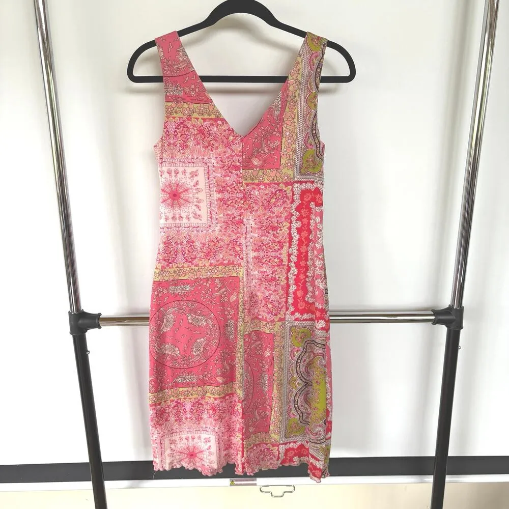 Vtg Y2K Xhilaration Paisley Beaded Lace Babydoll Cami Dress Mallcore Medium - Image 3