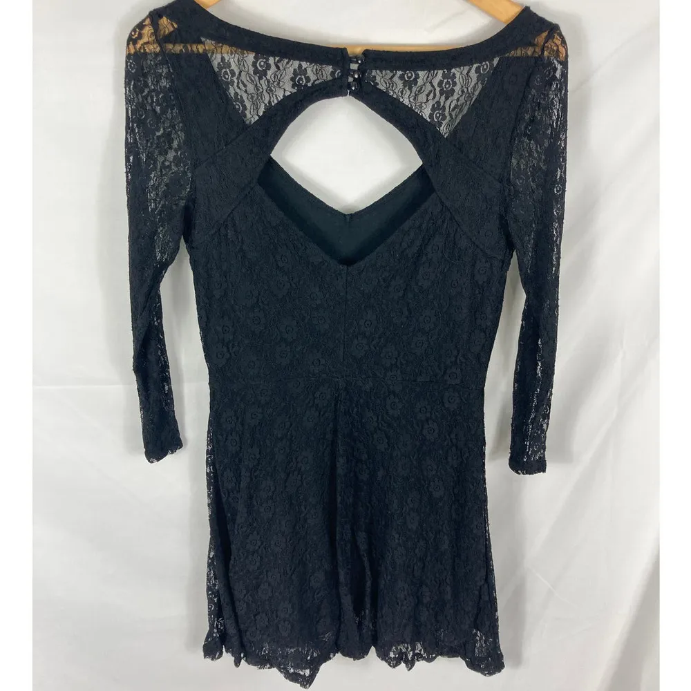 American Eagle Black Lace Long Sleeve Dress Size Medium - Image 5