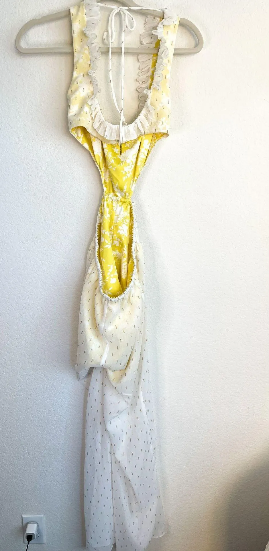 Tularosa Revolve White Yellow Sheer Cut Out Jumpsuit  - Image 12