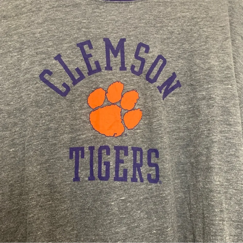 Clemson Tigers Long Sleeve Cropped TShirt Size XL Gray - Image 2