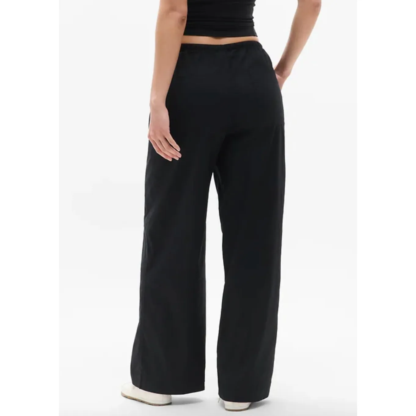 Athleta Tall Paradise Mid Rise Wide Leg Pant Black Linen Blend Relaxed M NWT - Image 3