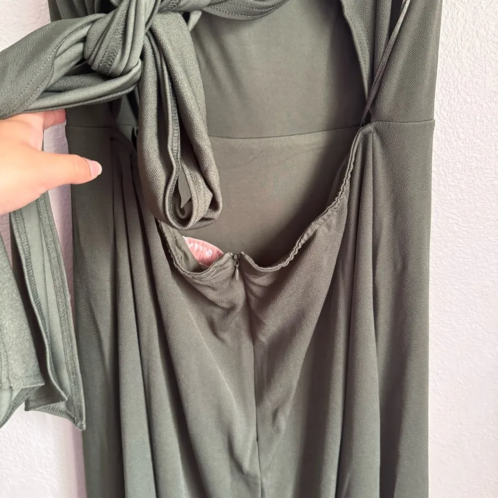 Birdy Grey Benny Tie Back Maxi Dress Crepe Sea Glass Green - Image 9