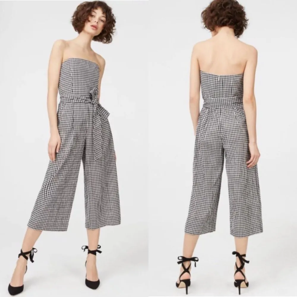 Club Monaco‎ gingham sleeveless jumpsuit wide leg cropped - Image 2