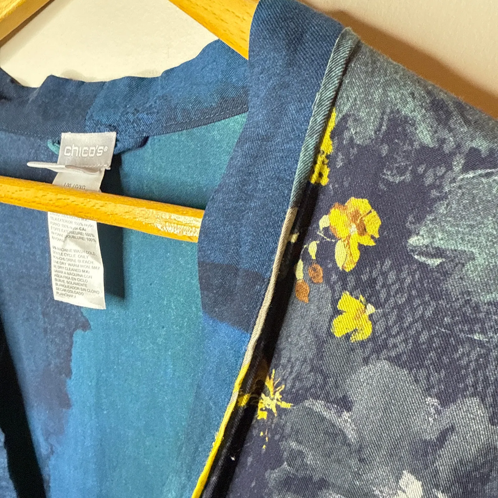 Chico's Floral Ruana Desert Garden Wrap L/XL Bright Floral Print Removable‎ Belt - Image 6