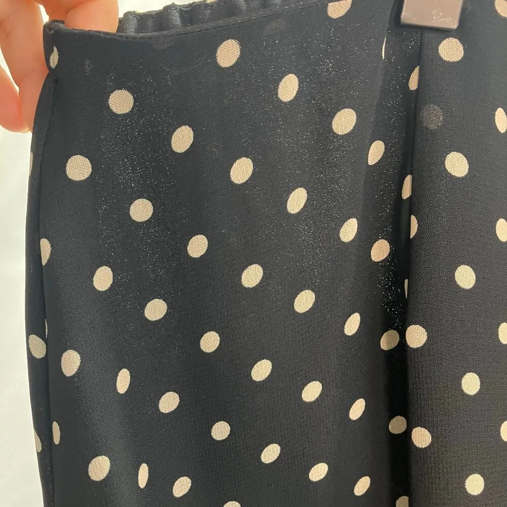 Villager Woman 16W Black Polka Dot Midi Skirt Classic Career Flowy Side Slit Zip - Image 4