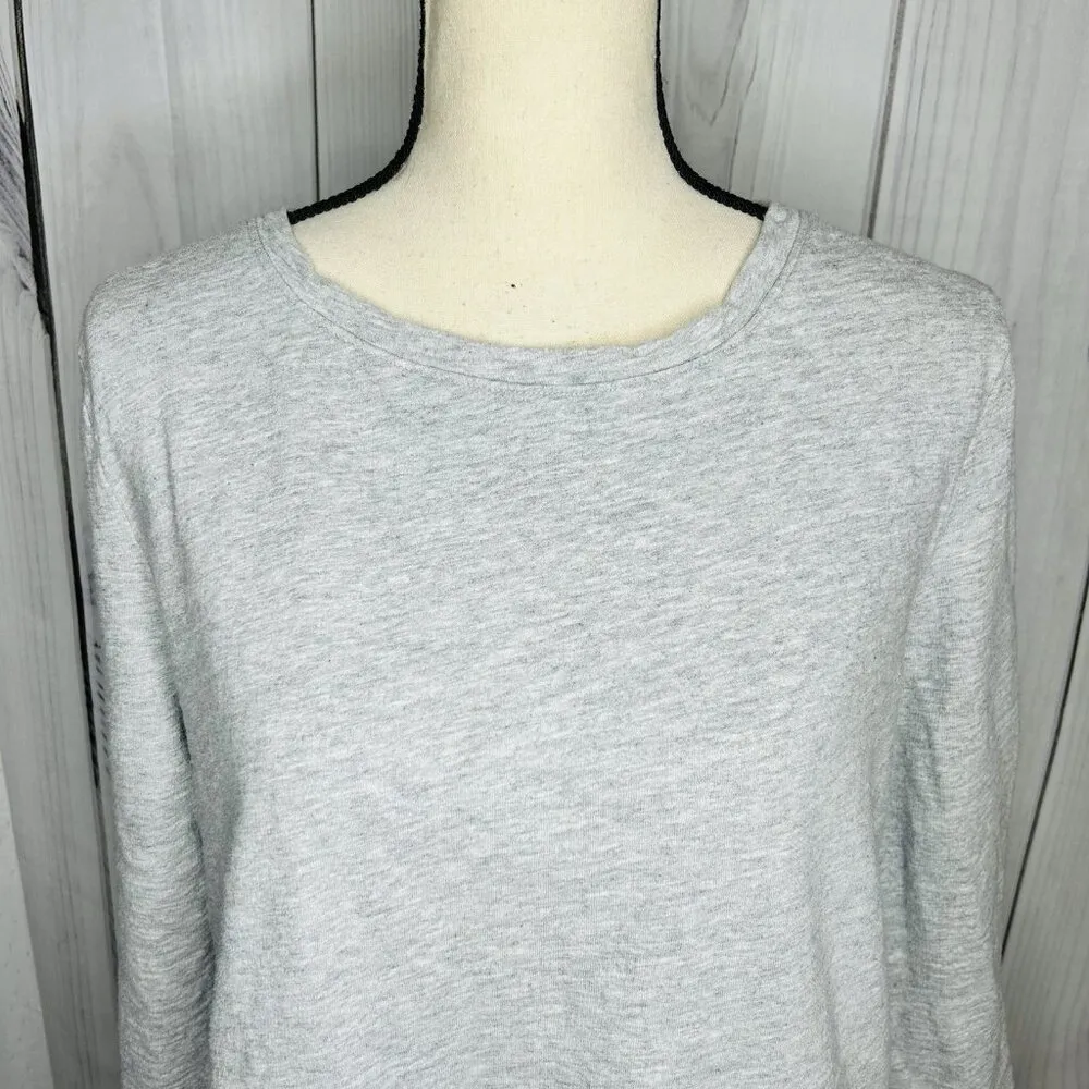 Talbots Tunic T-shirt Gray Blue Mixed Media Long Sleeve Sz L Hi-Low - Image 3