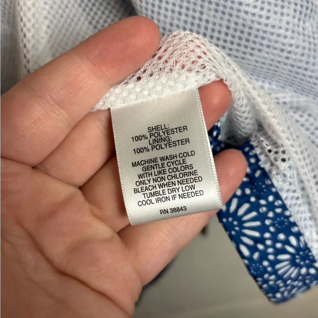 HANNAH Woman’s Blue and White Floral Printed Hooded Chic Rain Jacket Size XL - Image 5