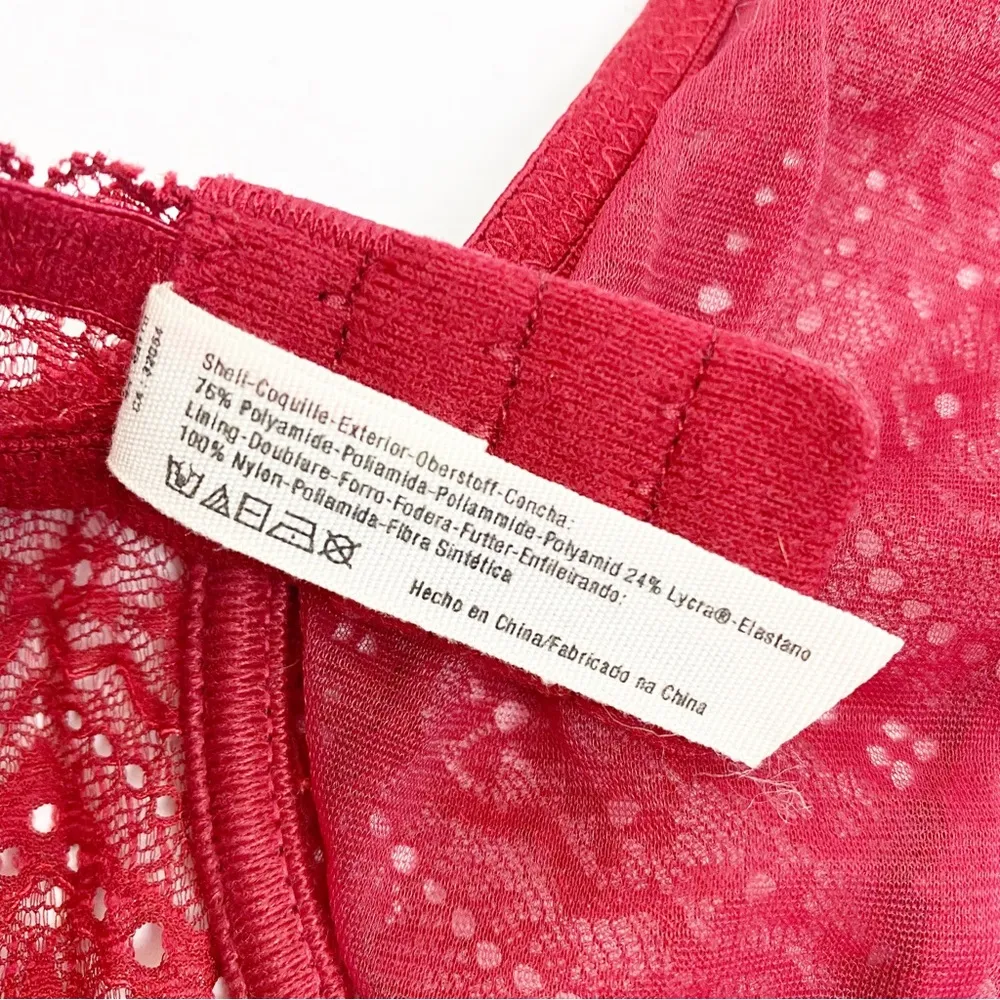 Intimately Free People Deep V Plunge Lace Underwire Bra: Crimson Red Burgundy - Image 10