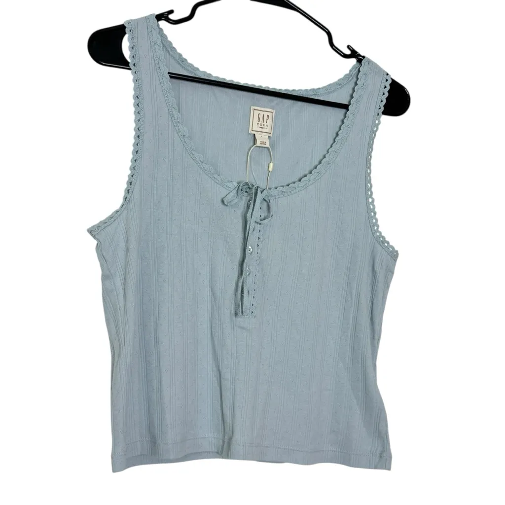 Doen x GAP Pointelle Tank Top Light Blue Size L - Image 2