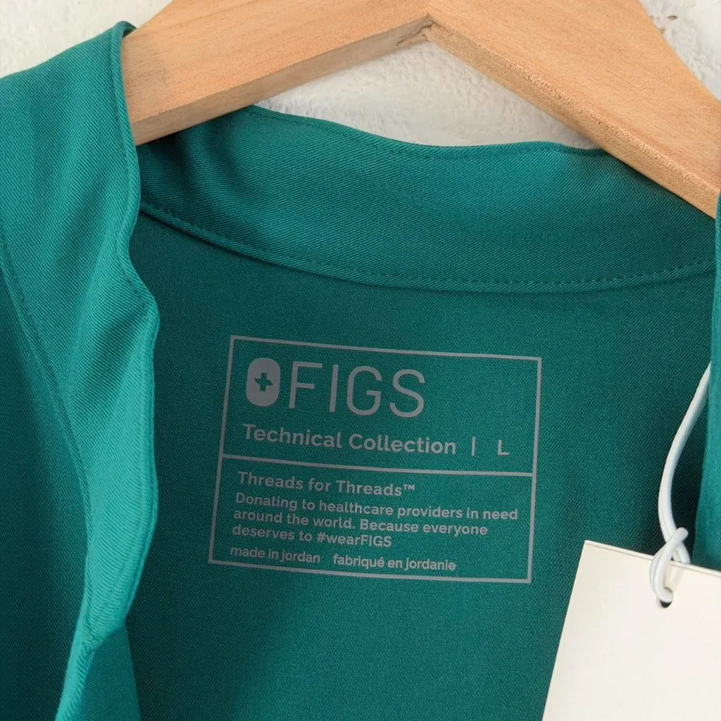 Figs Rafaela Oversized Scrub Top in Hunter Green, Size Large - Image 7