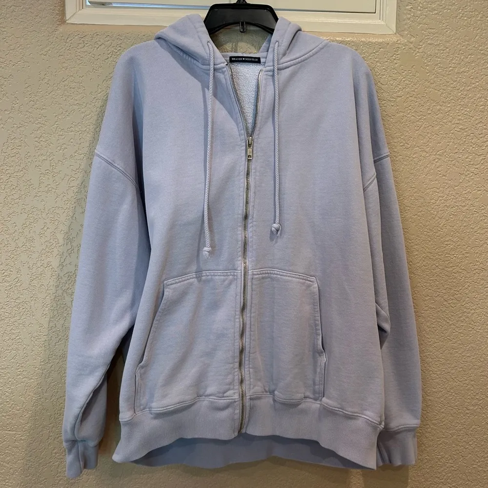 Brandy Melville Lavender Zip-Up Christy Hoodie - Image 3