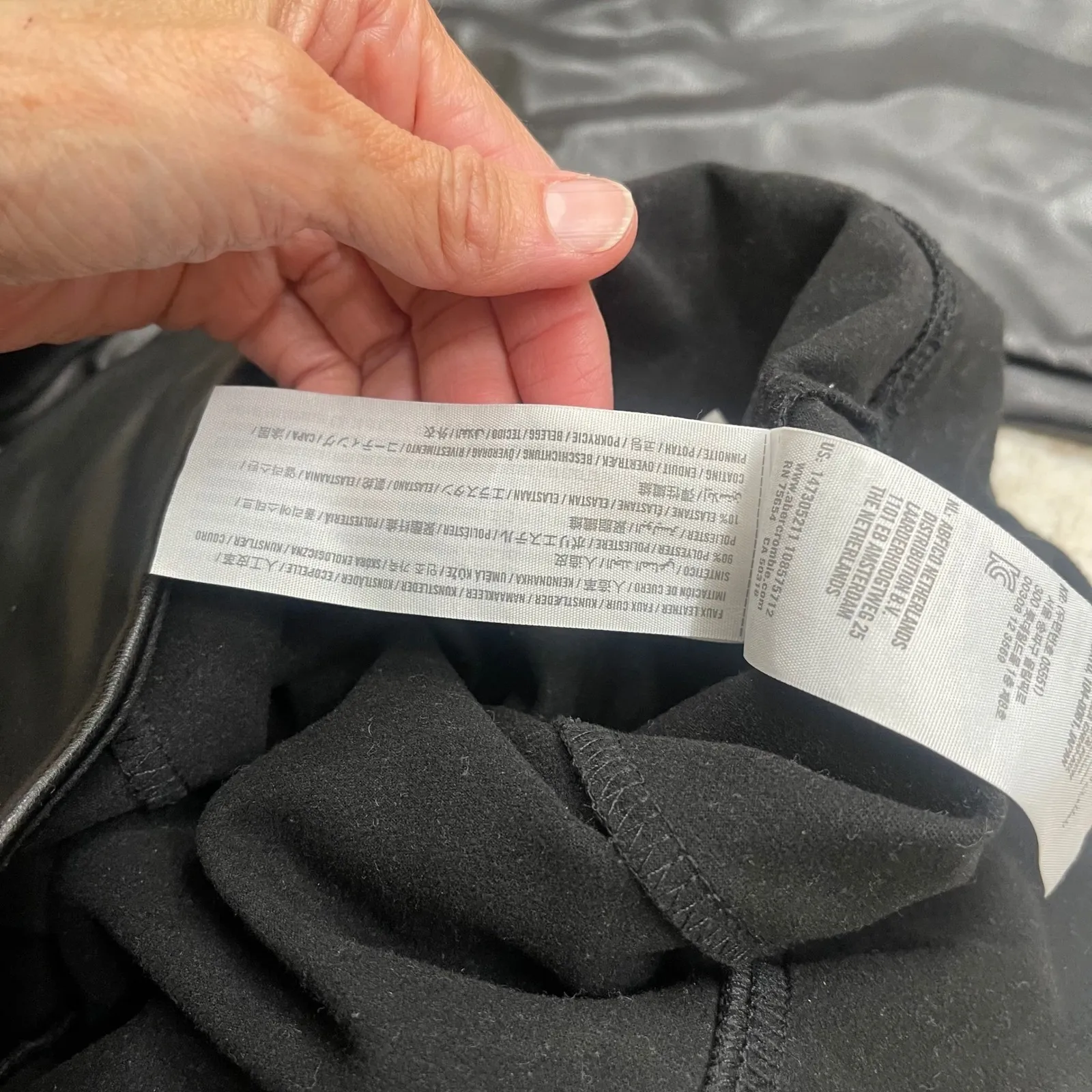 Abercrombie & Fitch Faux Leather Split Hem Flare Leggings Pants, Black, Size L - Image 9