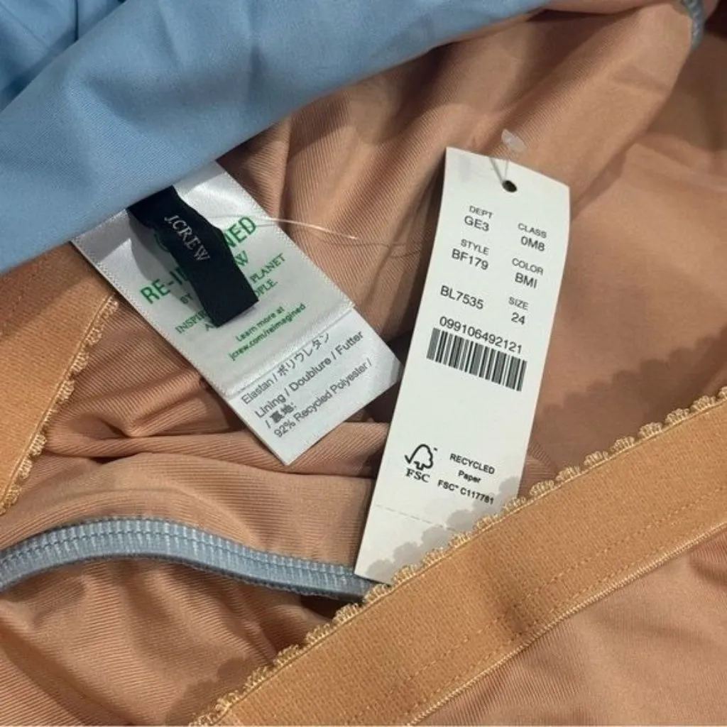 NEW J. Crew Blue Mist Ruched Square Neck One Piece Swim Resort Vacation 24/3X - Image 4