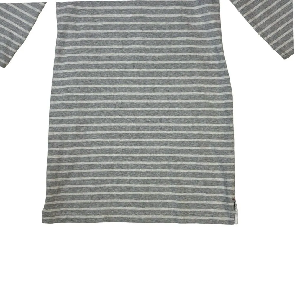Vineyard Vines Dress Sz S Shirt‎ Gray White Striped Cotton 3/4 Sleeves - Image 3