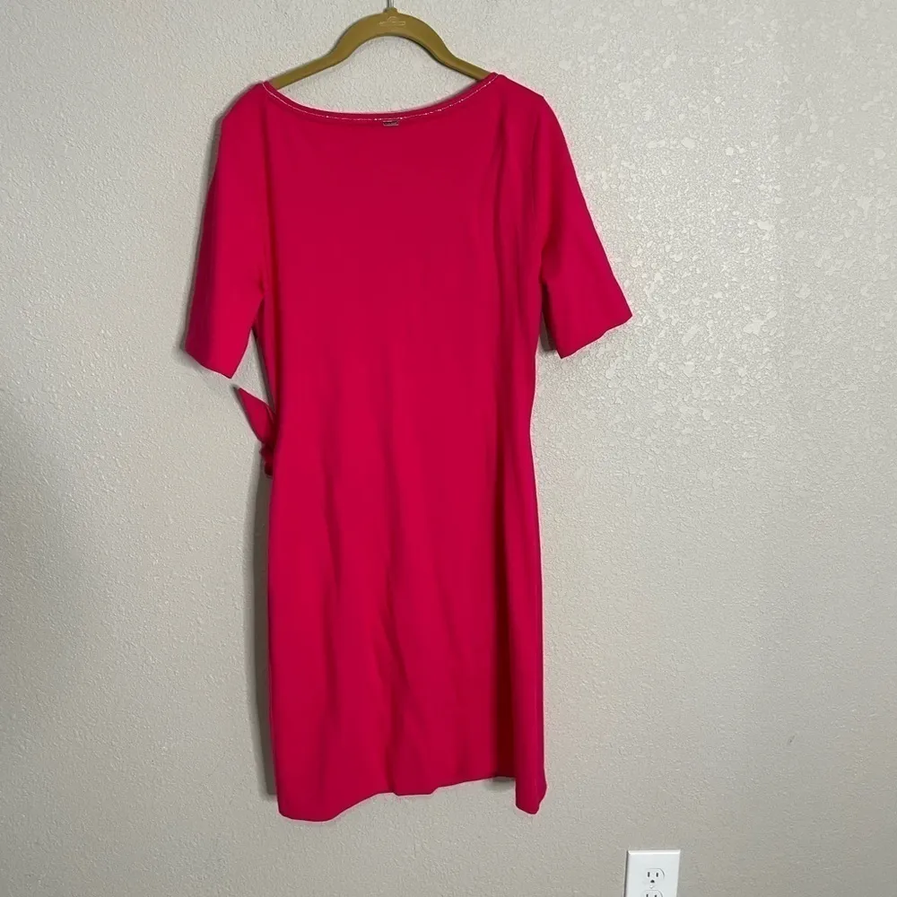 White House Black Market WHBM Hot Pink Beaded Neckline Dress Small - Image 3
