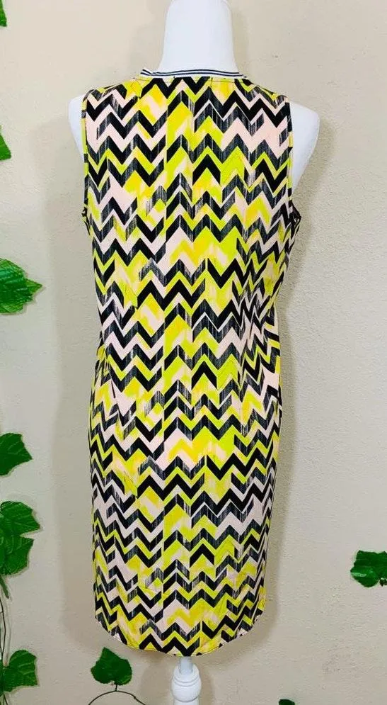 Yellow Chevron Zig Zag Shift Dress - Image 3