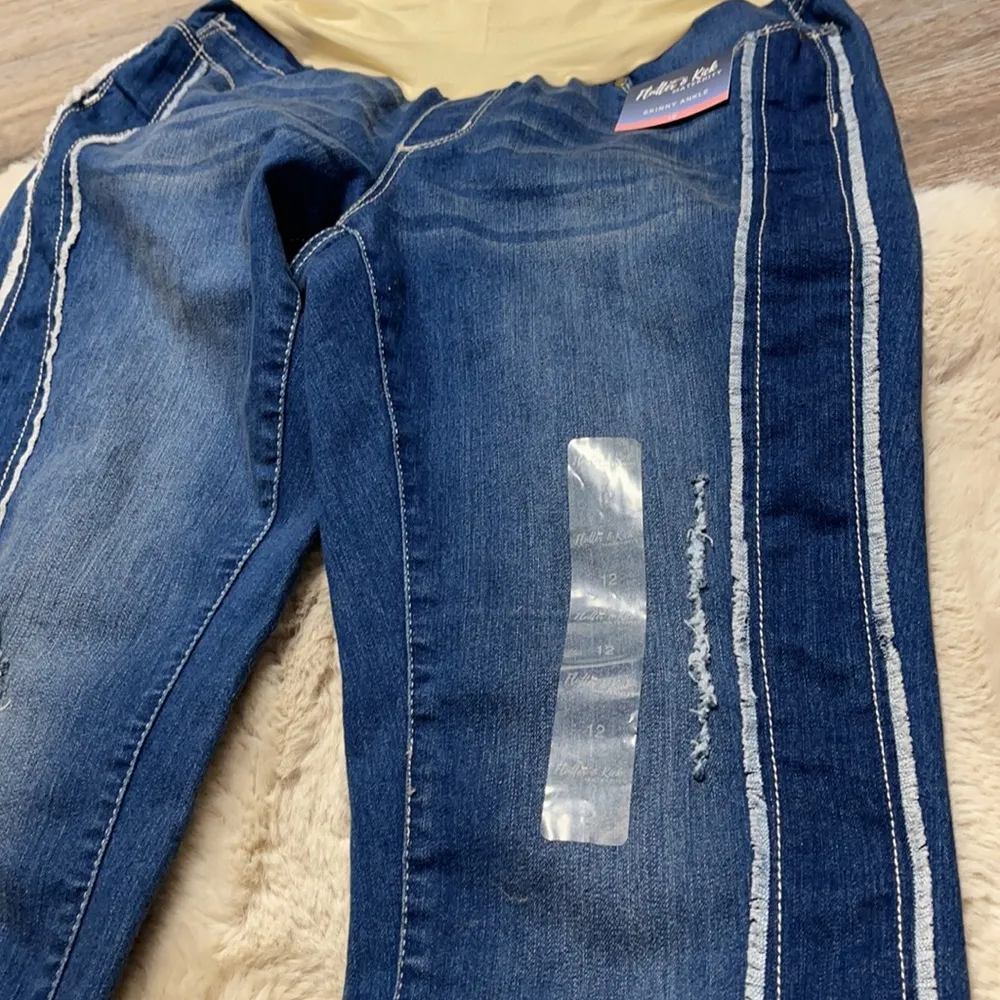 🦋4/$25 Maternity Skinny Ankle Jeans by Flutter & Kick Size 12 Blue - Image 15