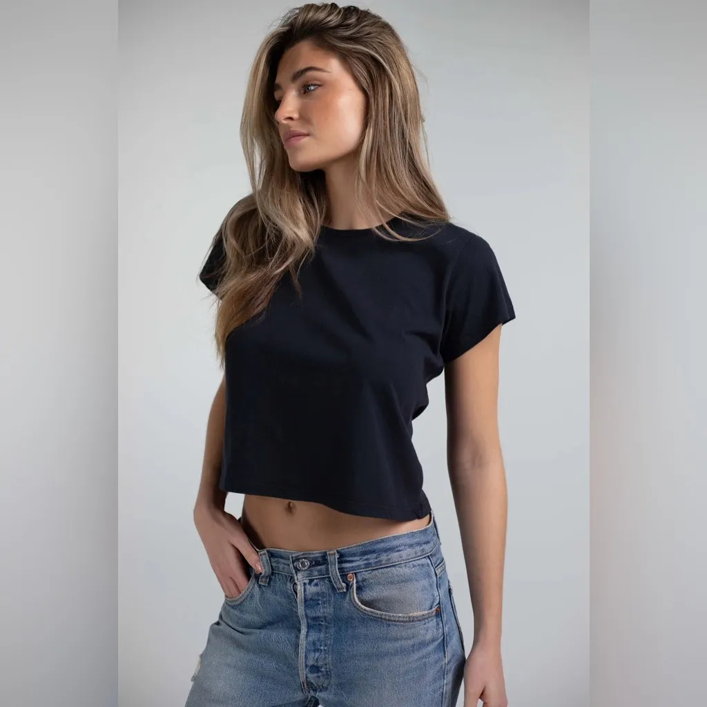 Belen Cindy Cropped Tee in Vintage Black Made in USA - Image 2