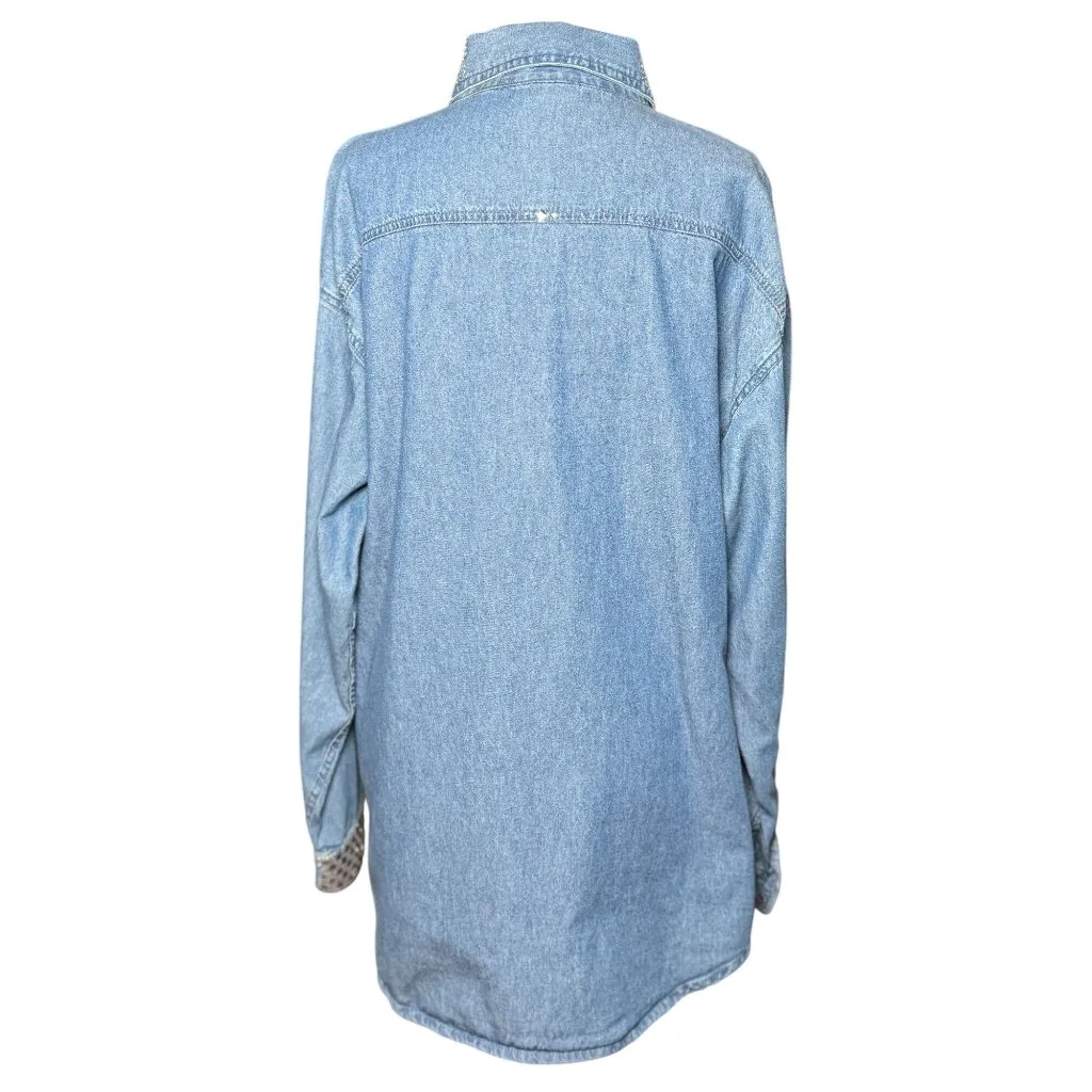 Vintage 80s Grand Ole Opry L/XL Blue Denim Button Down Shirt Rhinestone Studs - Image 10