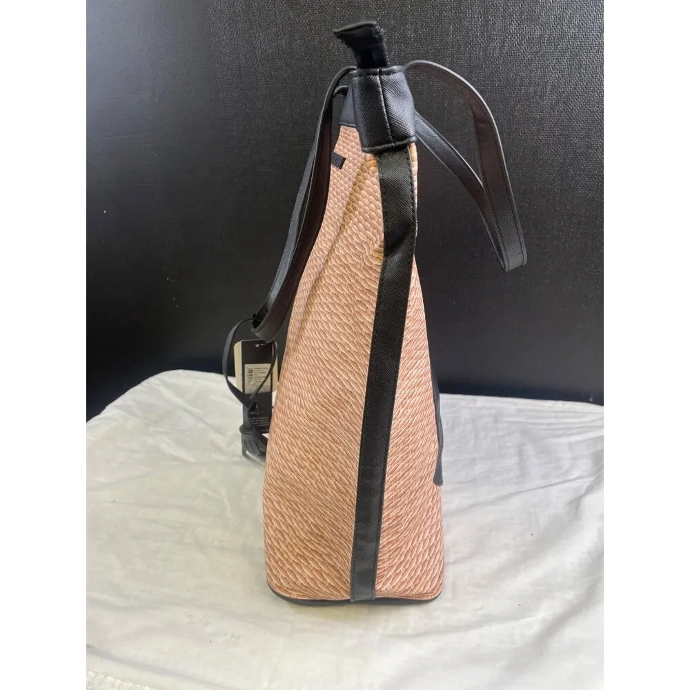 Tahari Women's Woven like design Tote / Handbag Biege & Black SKU 3198 - Image 3