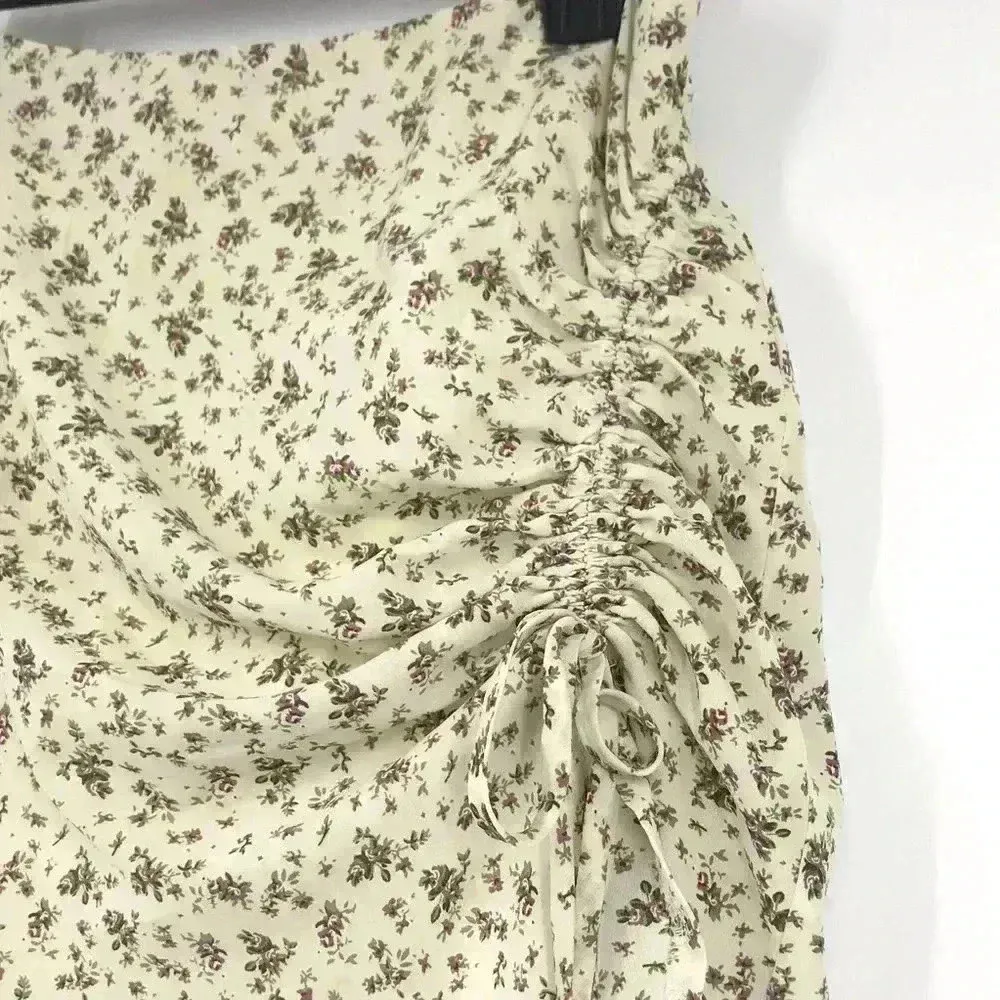 Y2K SKIRT WOMENS MEDIUM RUCHED 90s INSPIRED FLORAL MINI INVISIBLE ZIPPER COTTON - Image 12