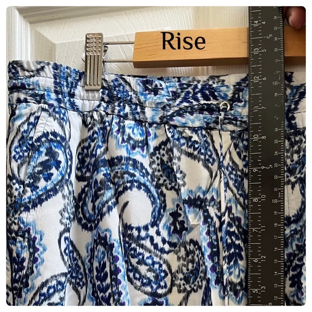 Lauren Ralph Lauren Blue White Paisley Elastic Drawstring Waistband Pant Size 14 - Image 7