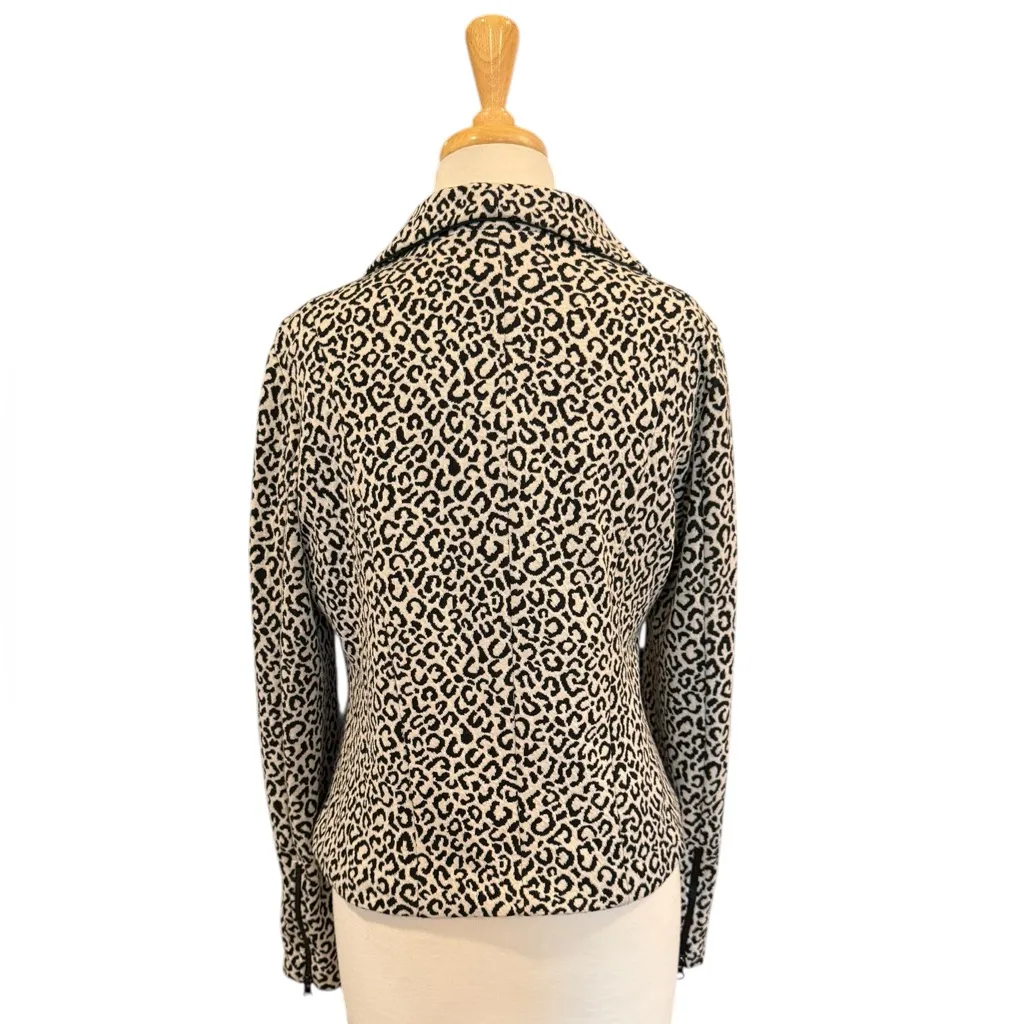 Valerie Bertinelli Leopard Print Open Front Blazer Soft Comfortable Size Medium Black - Image 4