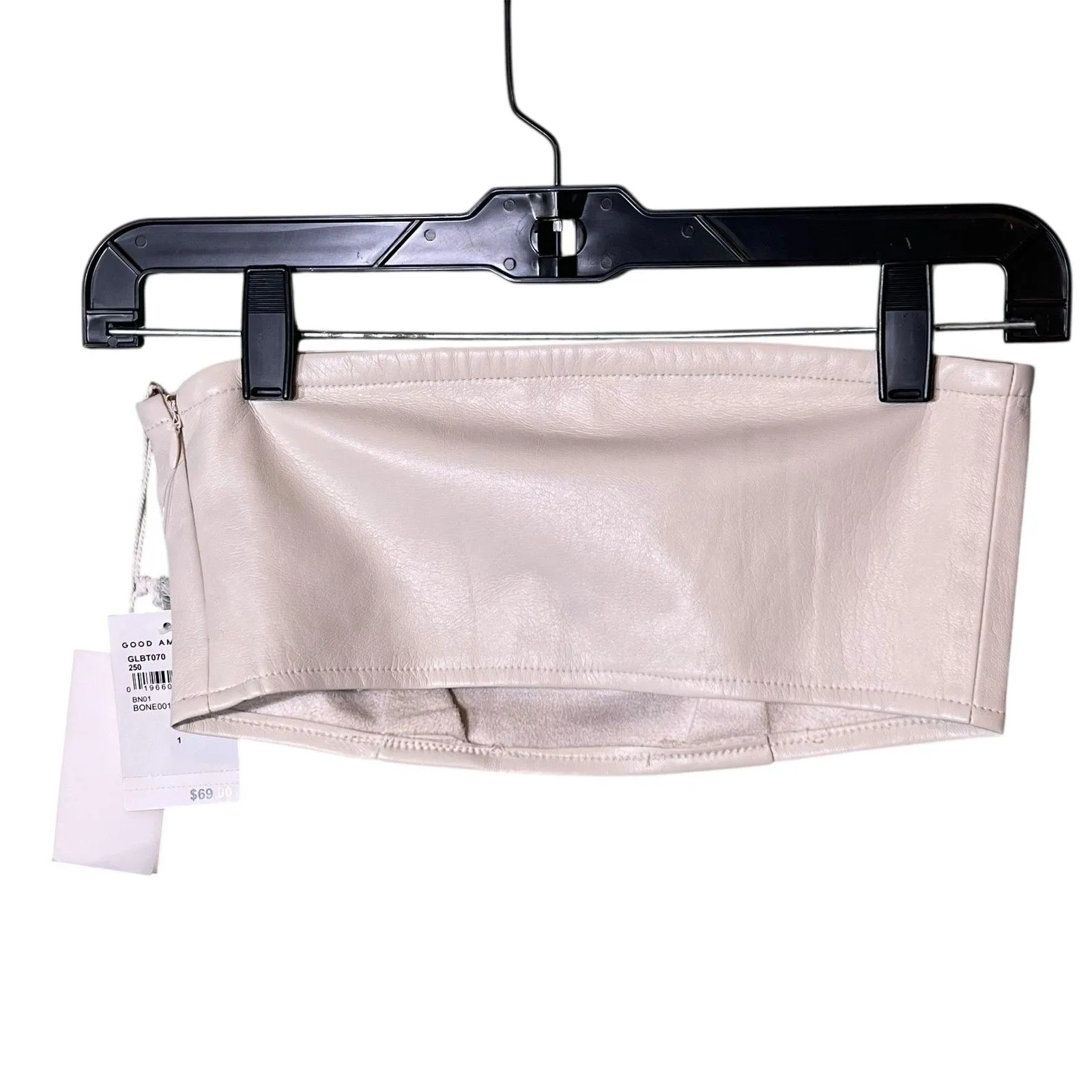 Good American Faux Leather Bandeau Top Womens Small (1) Bone Strapless GLBT070 - Image 3