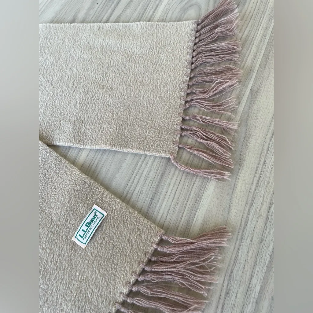 L.L. Bean Beige Fringed Scarf Tan - Image 5