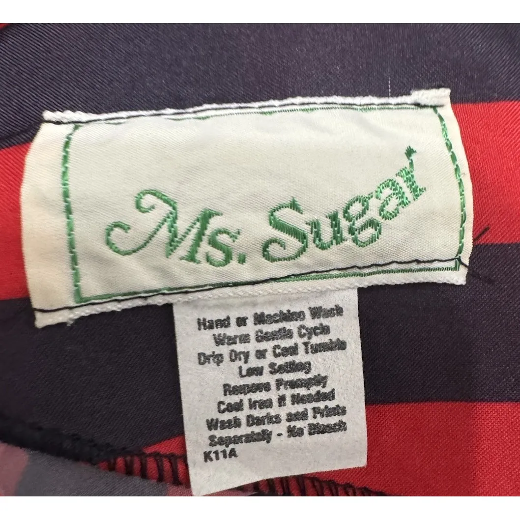 Vintage Ms.‎ Sugar Vertical Striped PuffSleeve Dress M Fashion Granma WHIMSIGOTH Red Size 8 - Image 6