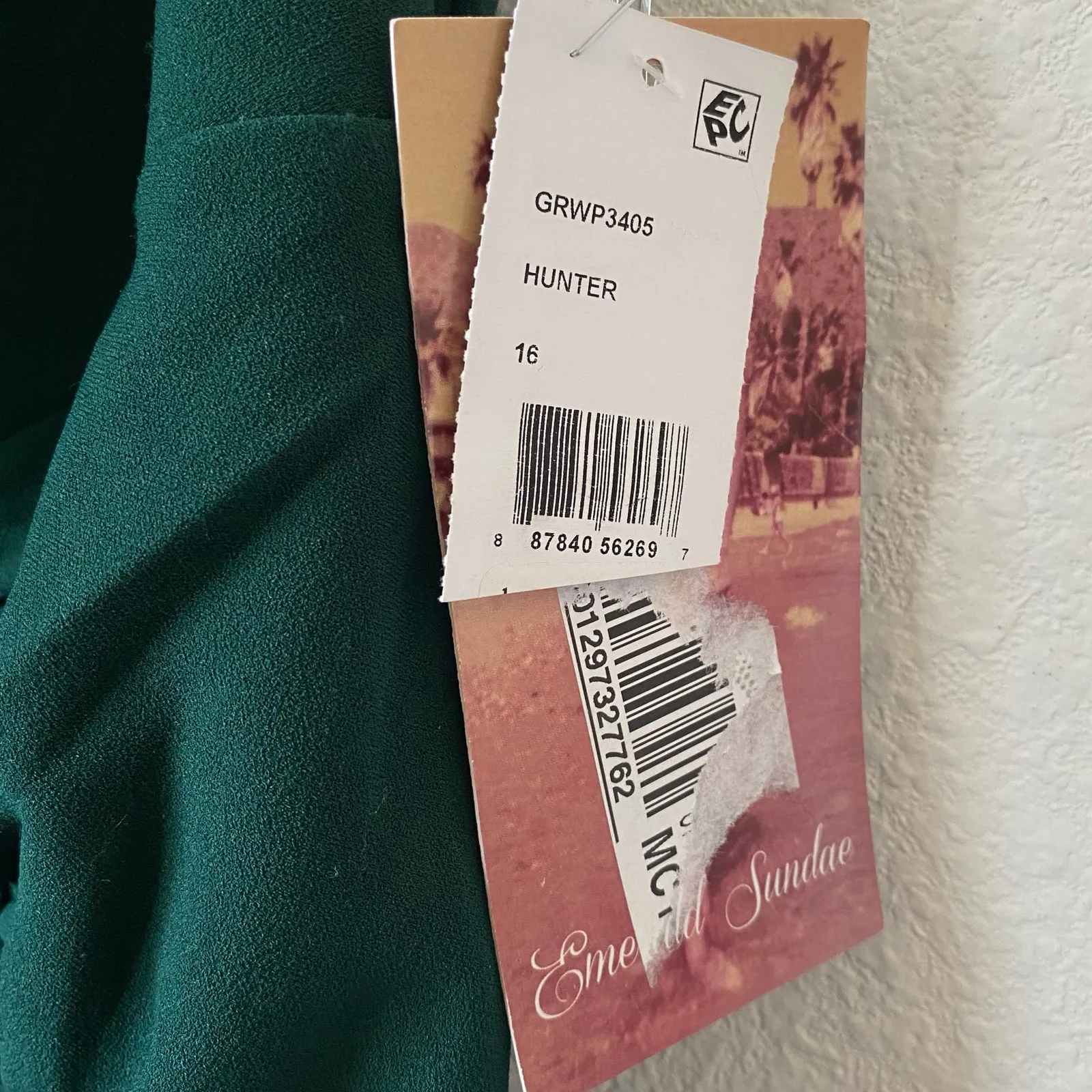 NEW EMERALD SUNDAE Draped Slit Hem Midi Dress Hunter Green Plus Size 16 Stretch - Image 6