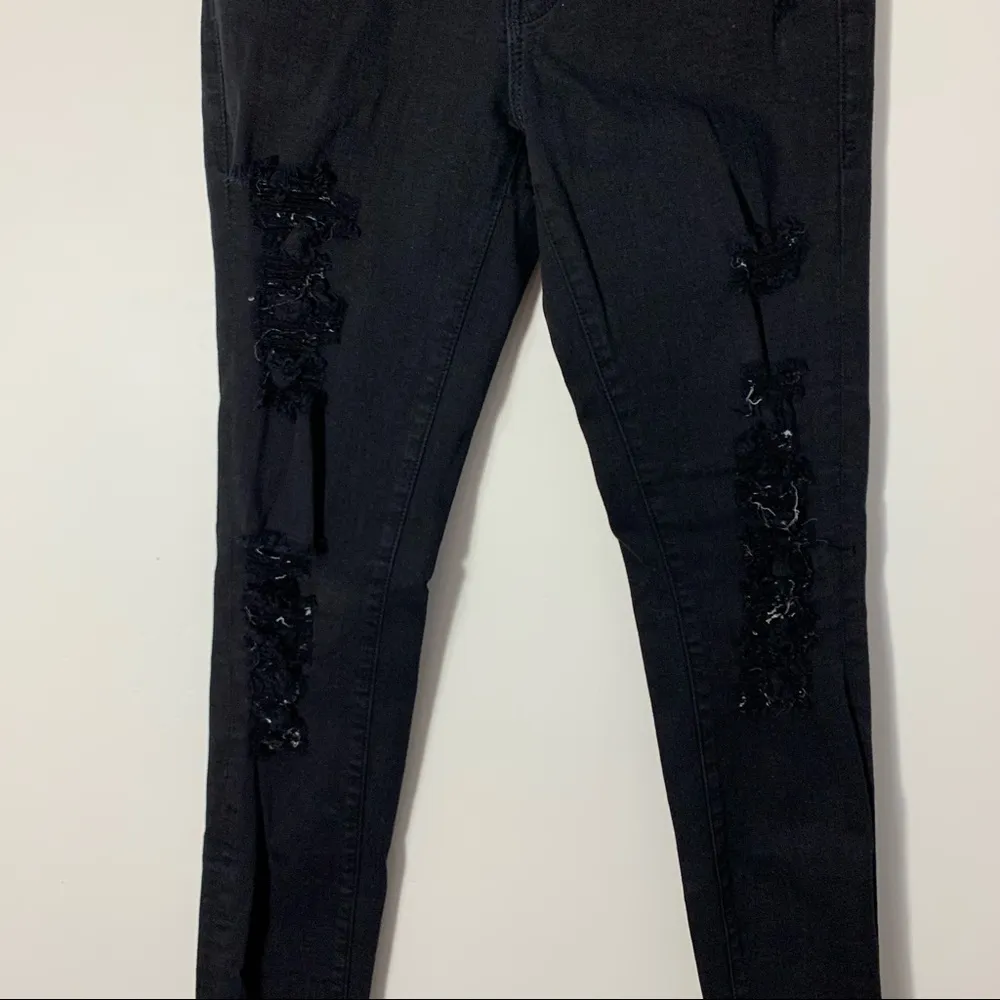 Frame Le Skinny De Jeanne Distressed Film Noir Jeans Size 24 - Image 7