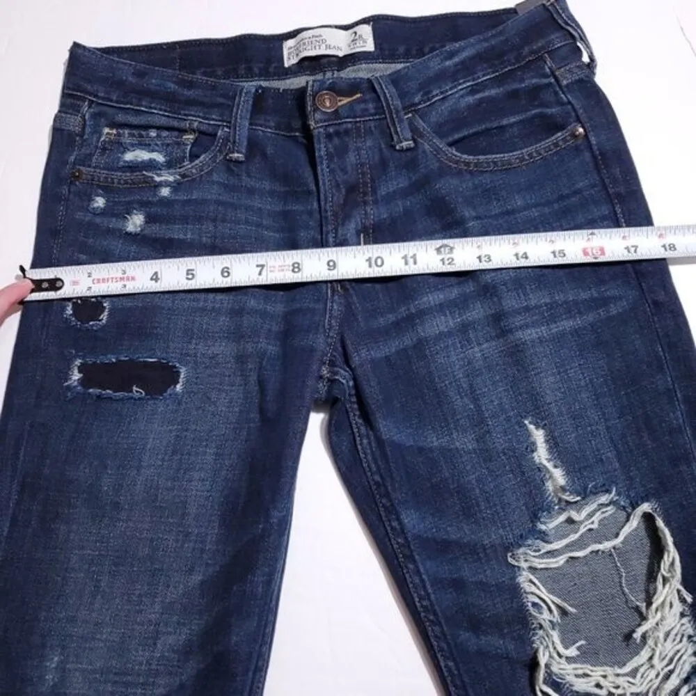 Abercrombie Boyfriend Straight Leg Jeans Size 2 26 Distressed Destroyed Loose - Image 10