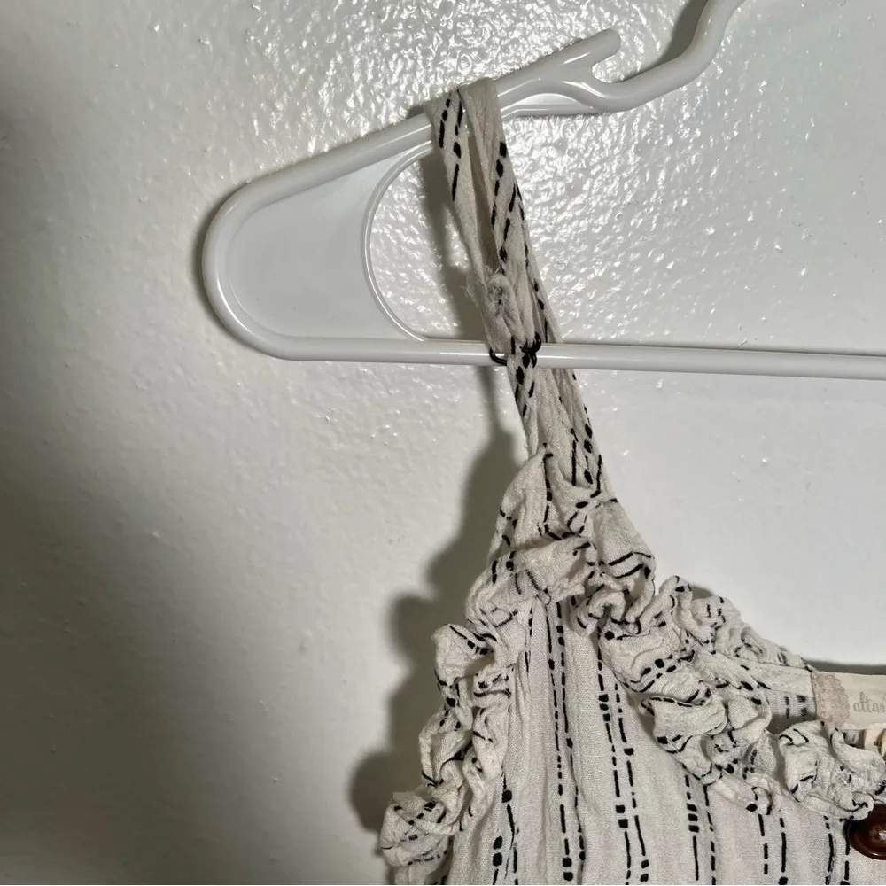 Altar’d State Button Down Tank Top Ruffles White Black - Image 6