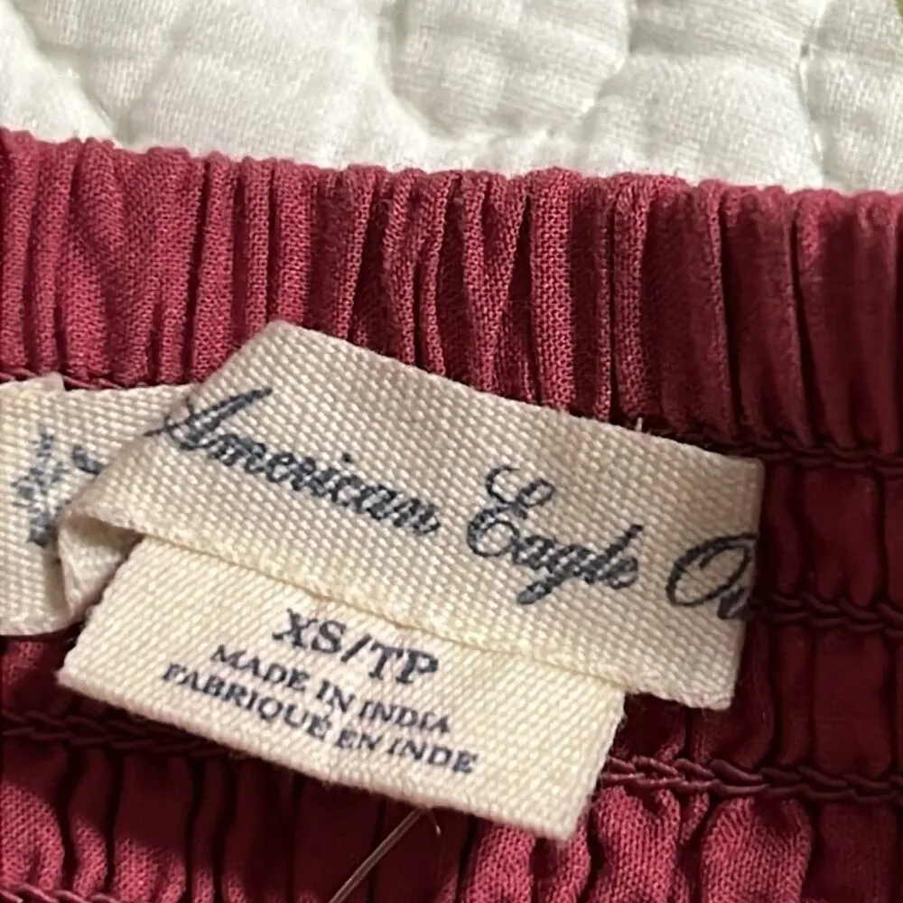 American Eagle Outfitters size x-small spaghetti strap maroon dotted lace dress - Image 2