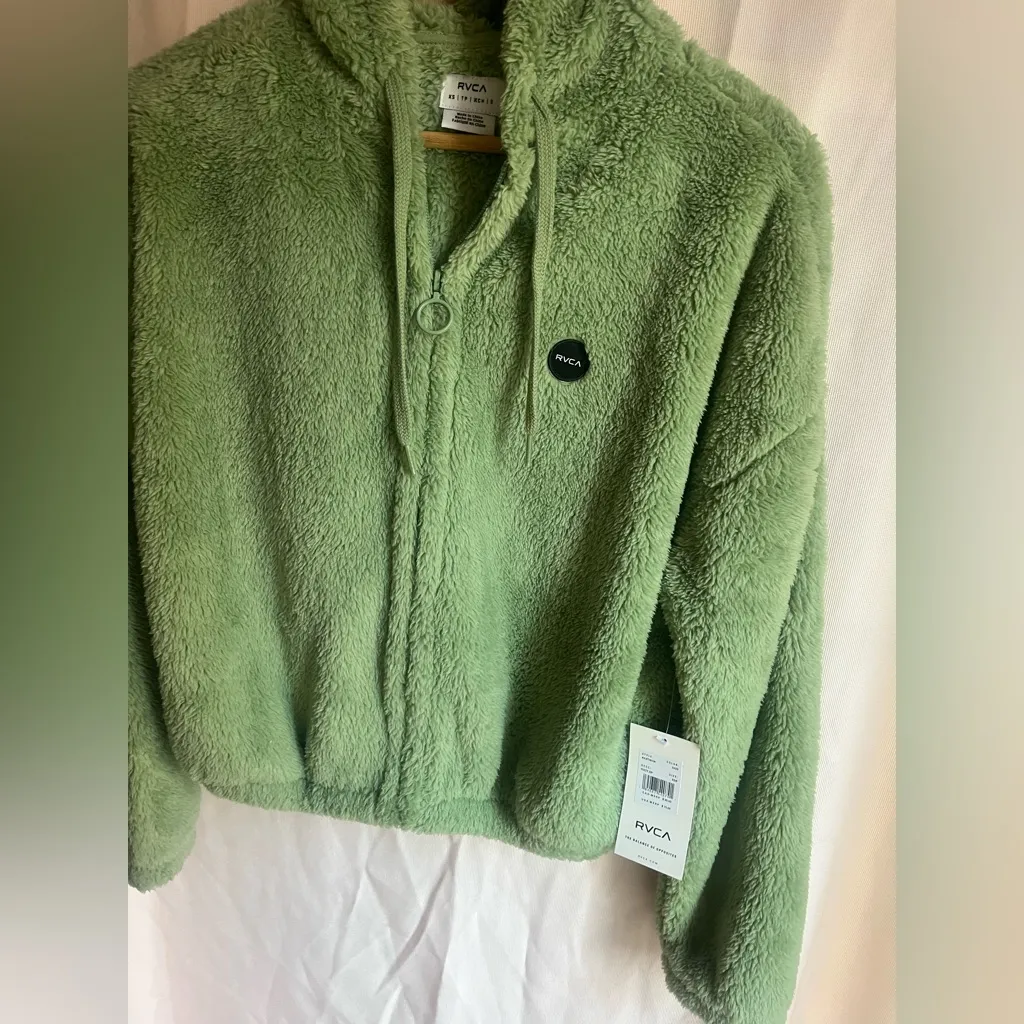 RVCA Sage Green Fleece Hoodie - Image 5