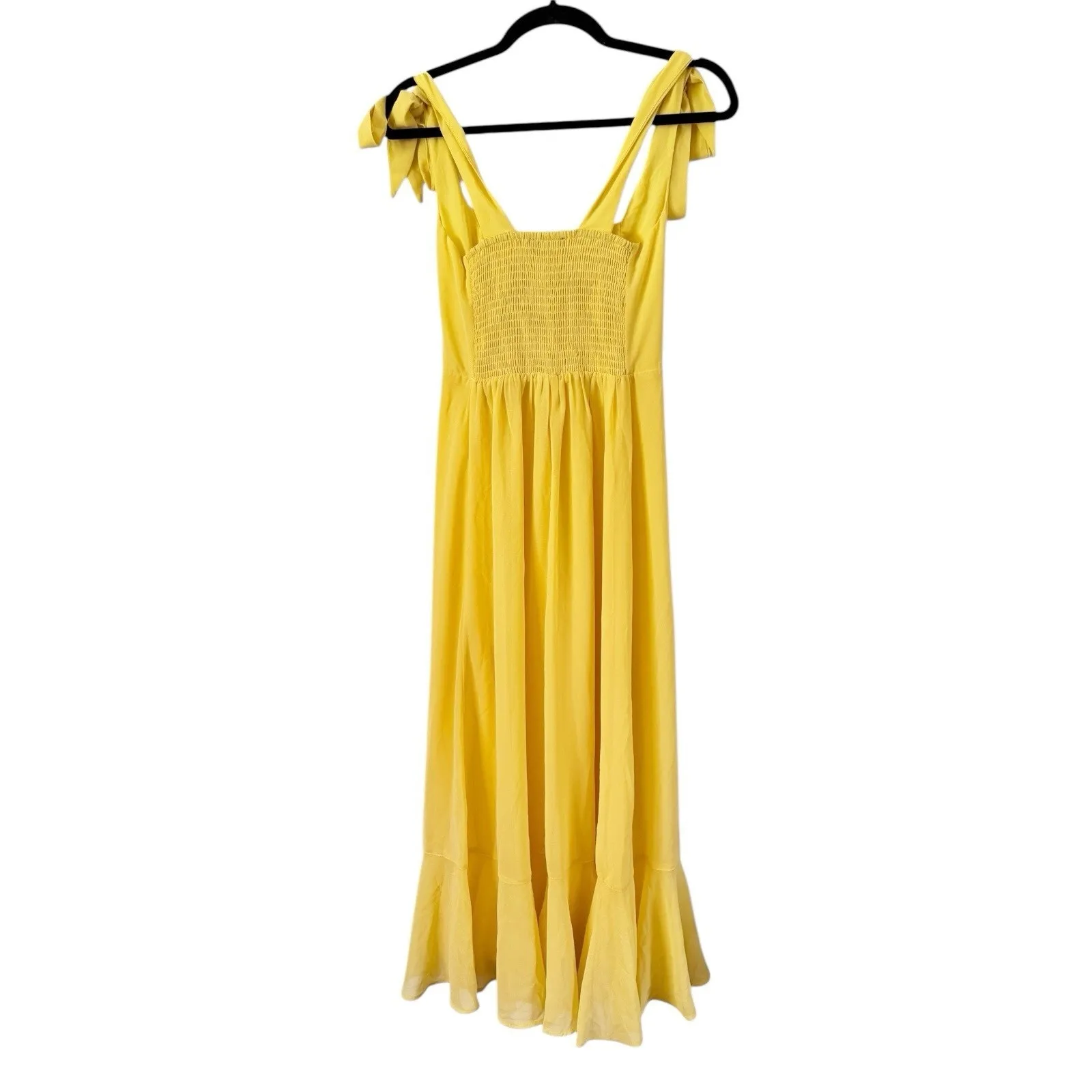 Lulus Summer Invite Tie Strap Smocked Midi Dress Butter Yellow Size XS - Image 5