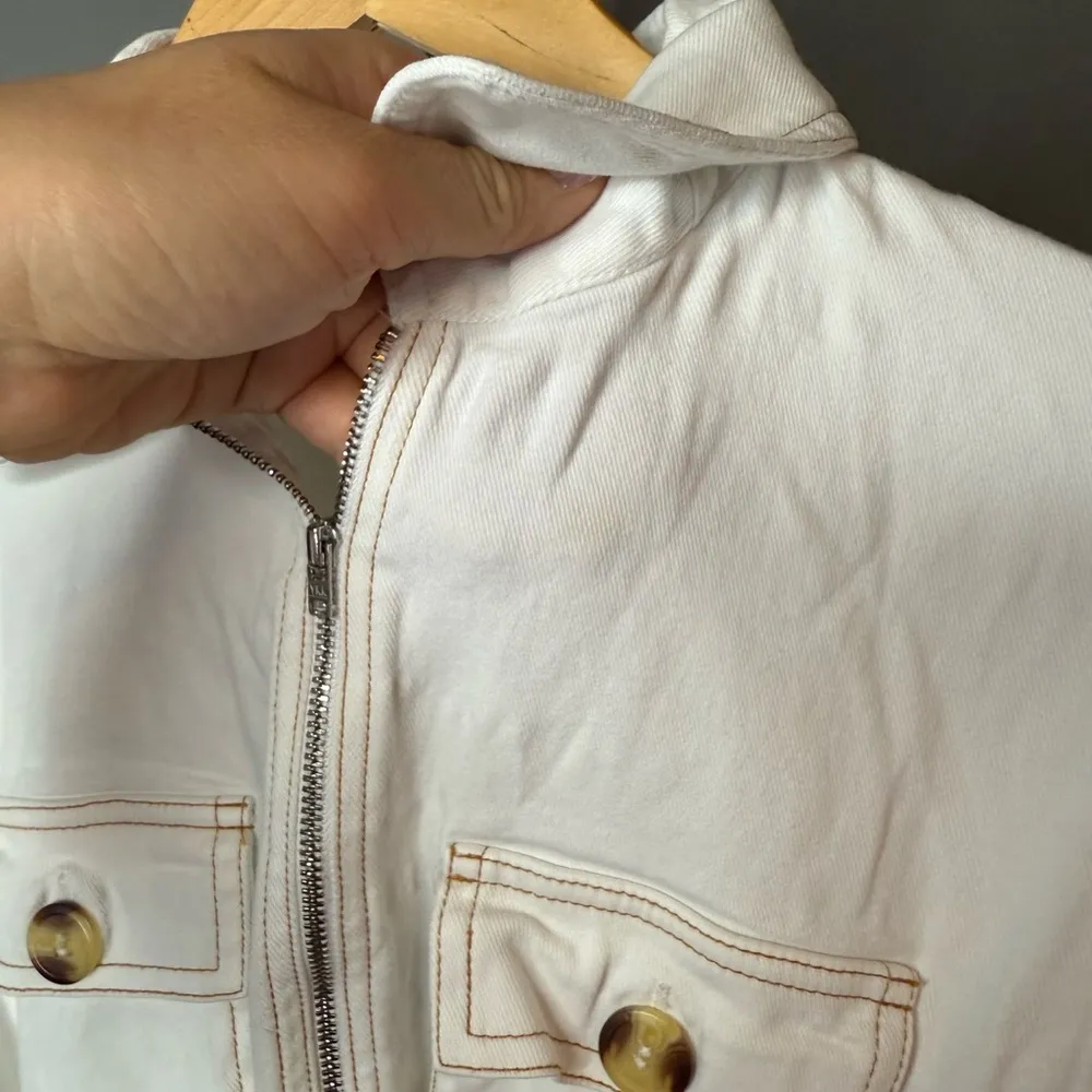 Peter Som Collective Zipper White Denim Romper SZ 6 - Image 7