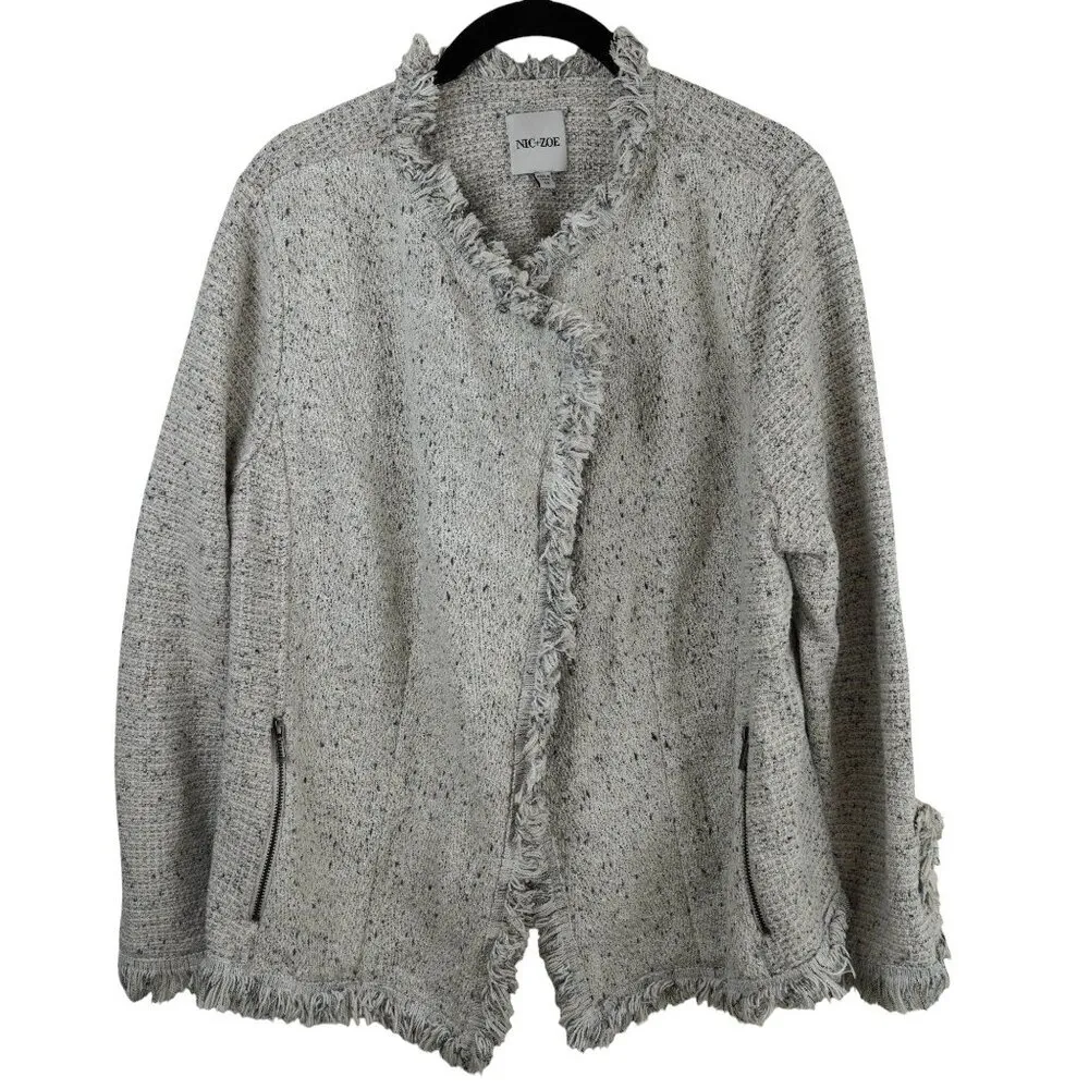 Nic+Zoe Womens Fringe Cardigan Jacket 1X ‎ Fringe Mix - Image 8
