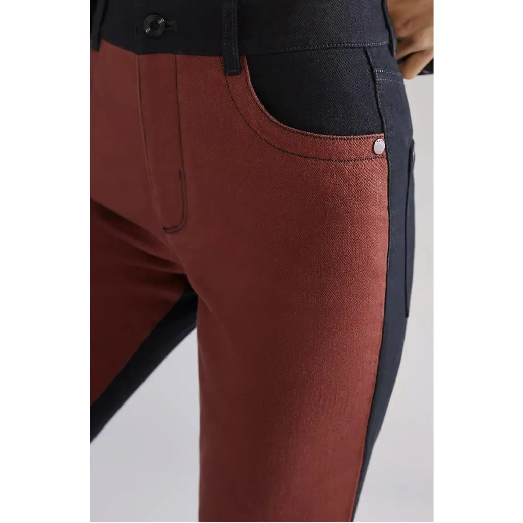 Anthropologie Maeve Colorblocked Straight Pants Dark Orange. Size 27 - Image 12