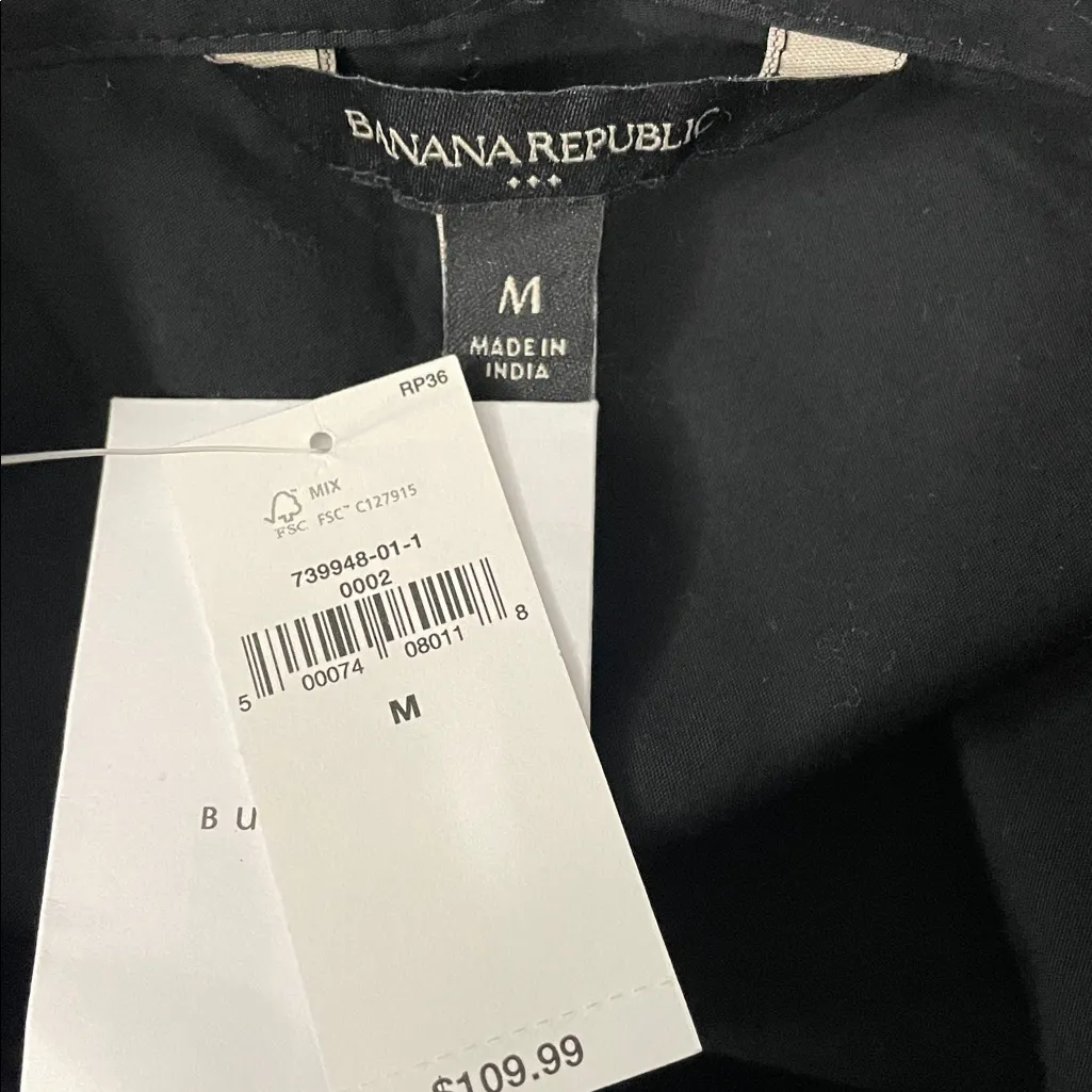 Banana Republic Black Cotton Poplin Shirtdress Dress - Image 8