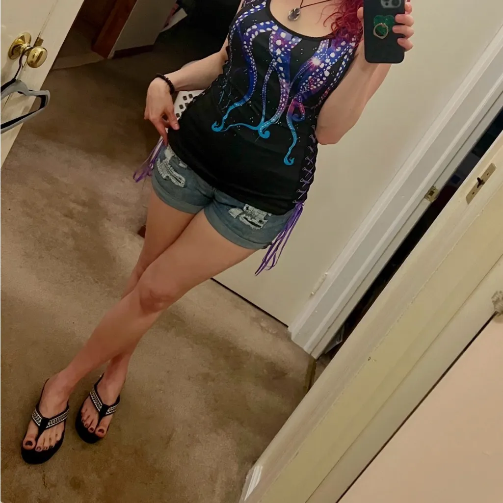 Women’s Kraken/Tentacle/Octopus/Sea Creature Tank w/ Lace - Image 11